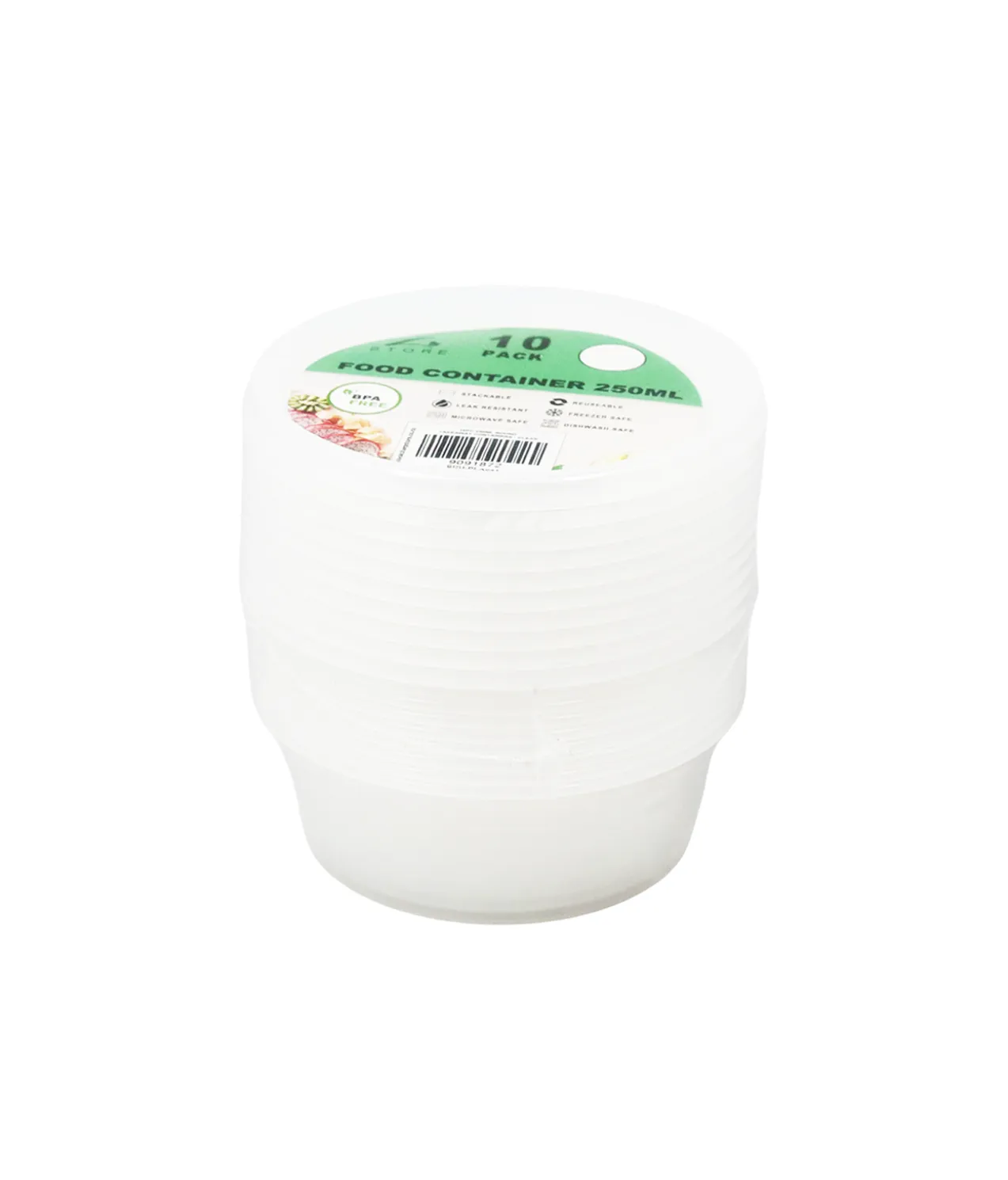 Clear PP Plastic Round Food Container 10pc 250ml