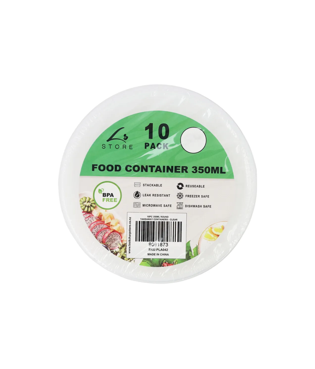 Clear PP Plastic Round Food Container 10pc 350ml