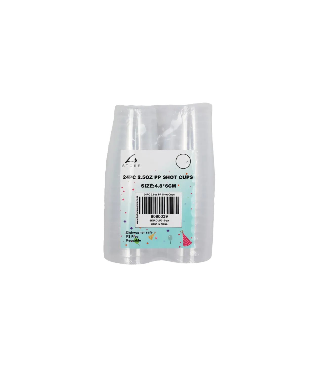 Clear PP Shot Cups 4.8 x 6cm 24pc