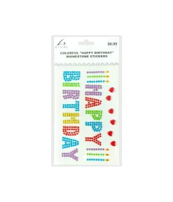 Colorful “HAPPY BIRTHDAY”Rhinestone Stickers 19.5x10cm