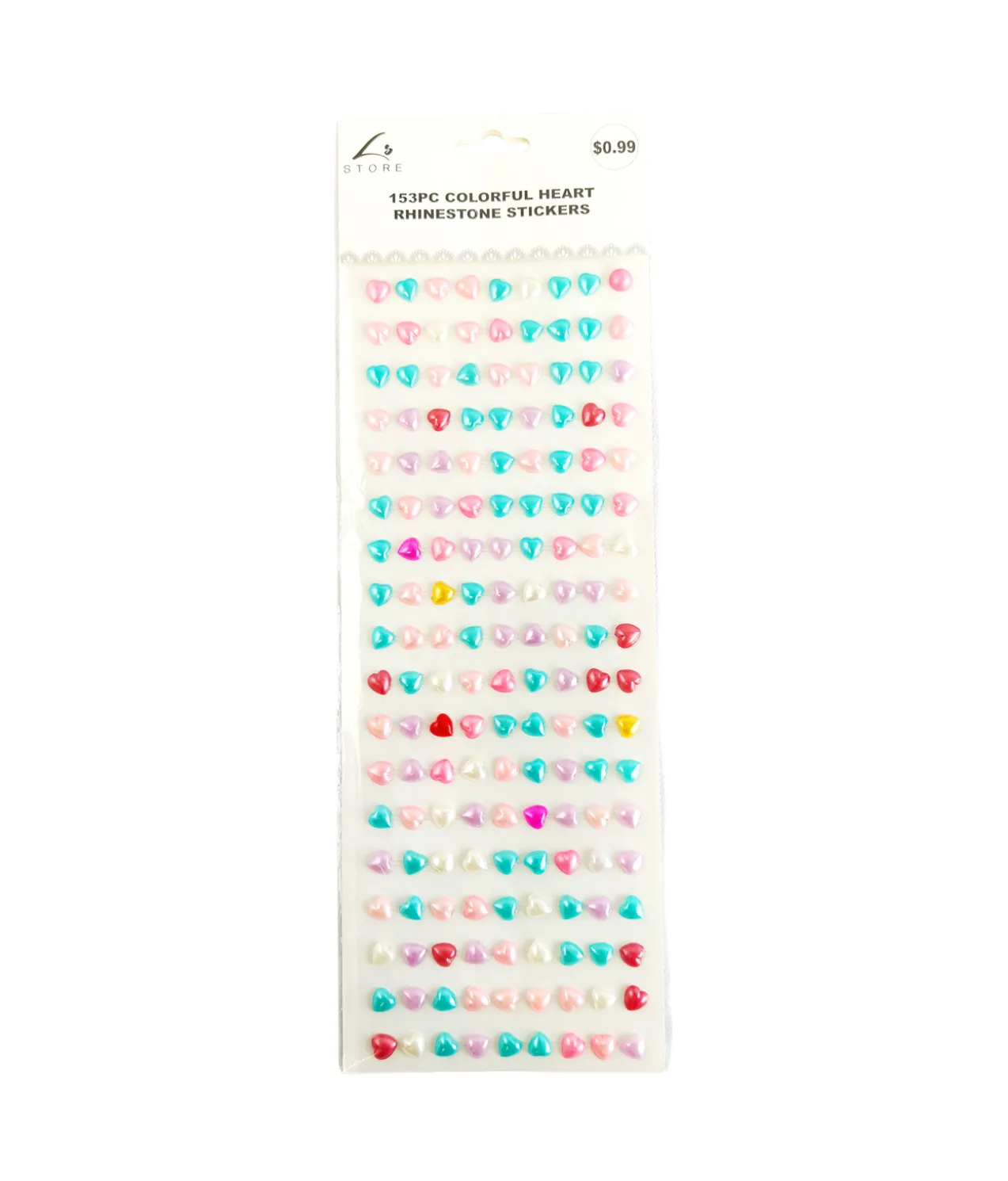 Colorful Heart Rhinestones Stickers 153pc