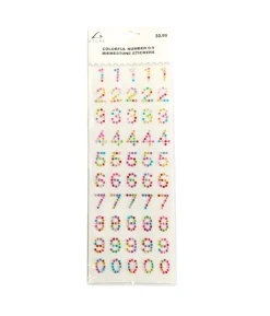 Colorful Number 0-9 Rhinestone Stickers