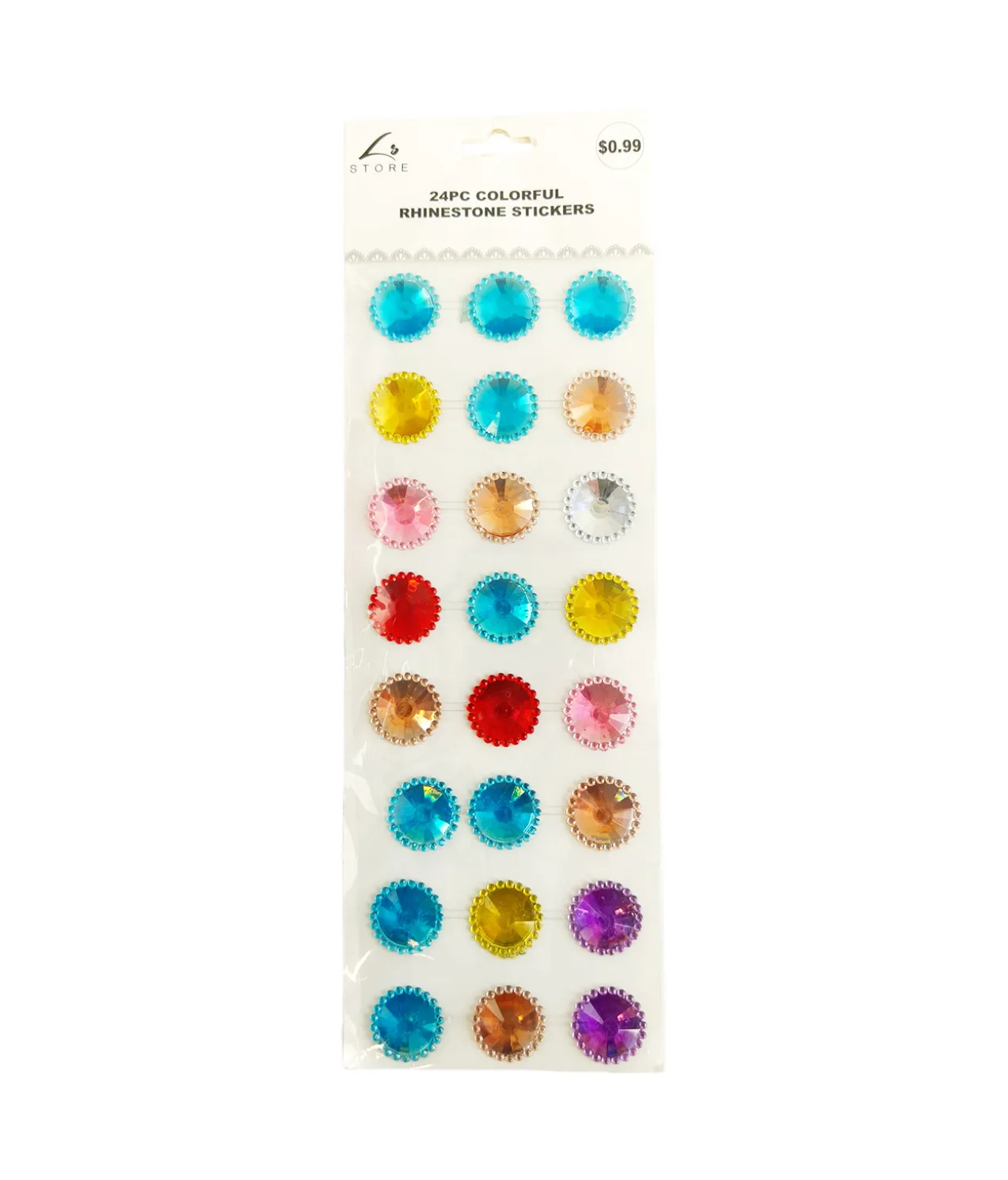 Colorful Rhinestone Stickers 24pc