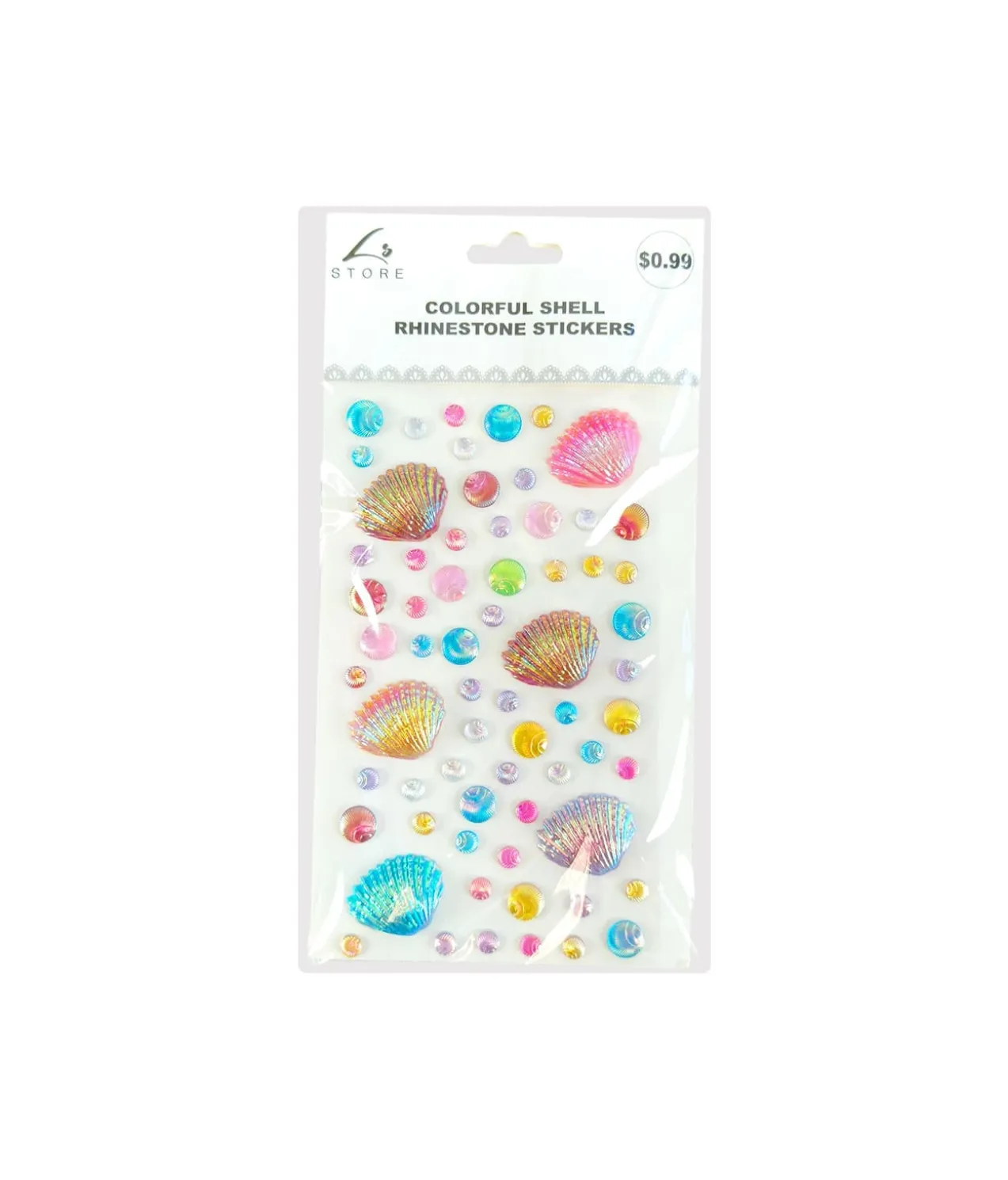 Colorful Shell Rhinestone Stickers 19.5x10cm