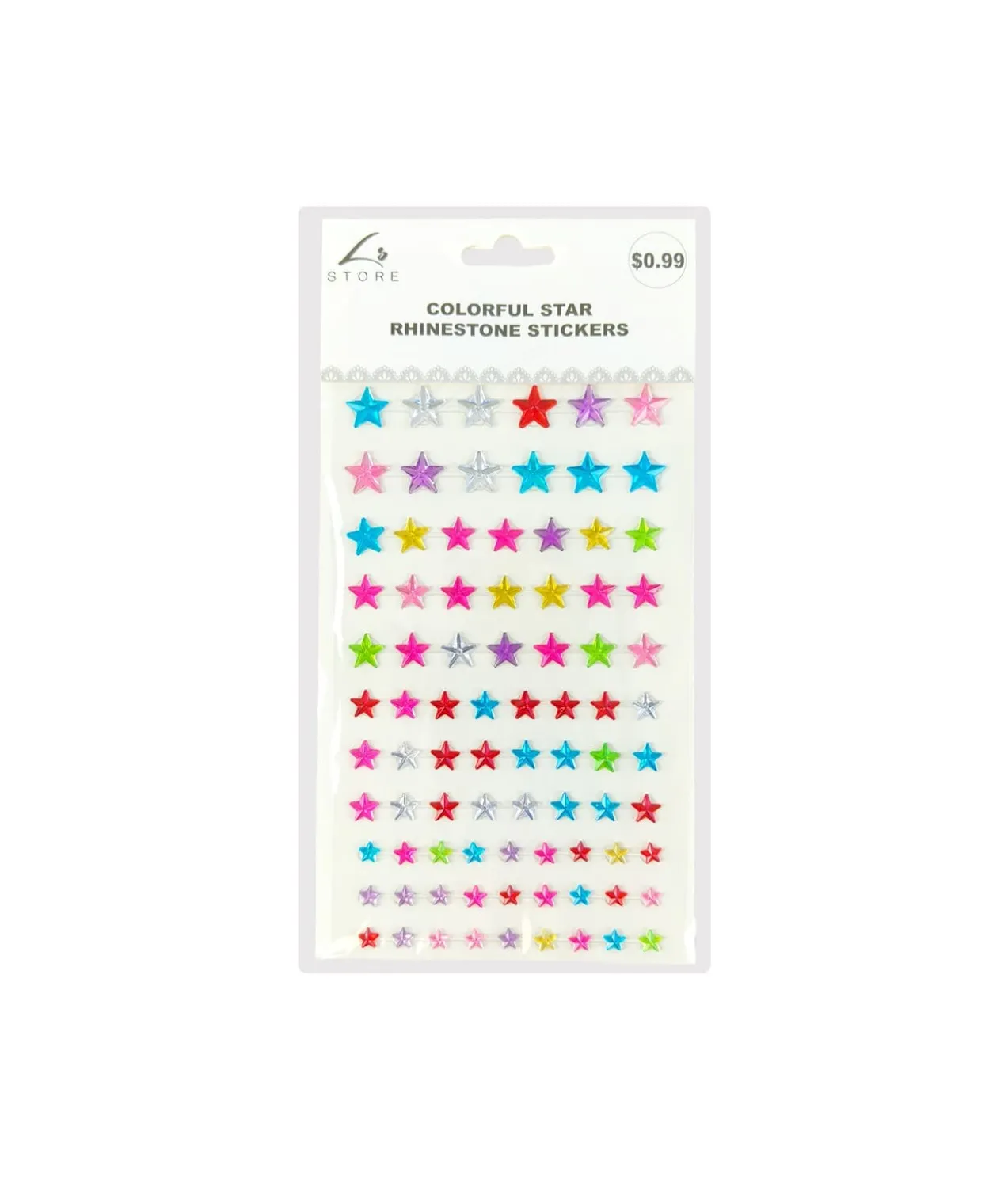 Colorful Star Rhinestone Stickers 19.5x10cm