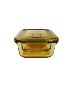 2-Comp Rectangle Amber Borosilicate Glass Container 580ml