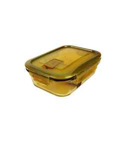 2-Comp Rectangle Amber Borosilicate Glass Container 800ml