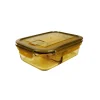 3-Comp Rectangle Amber Borosilicate Glass Container 800ml