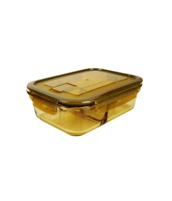 3-Comp Rectangle Amber Borosilicate Glass Container 800ml