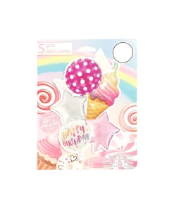 Cone & Candy Birthday Theme Party Foil Balloons 5pc
