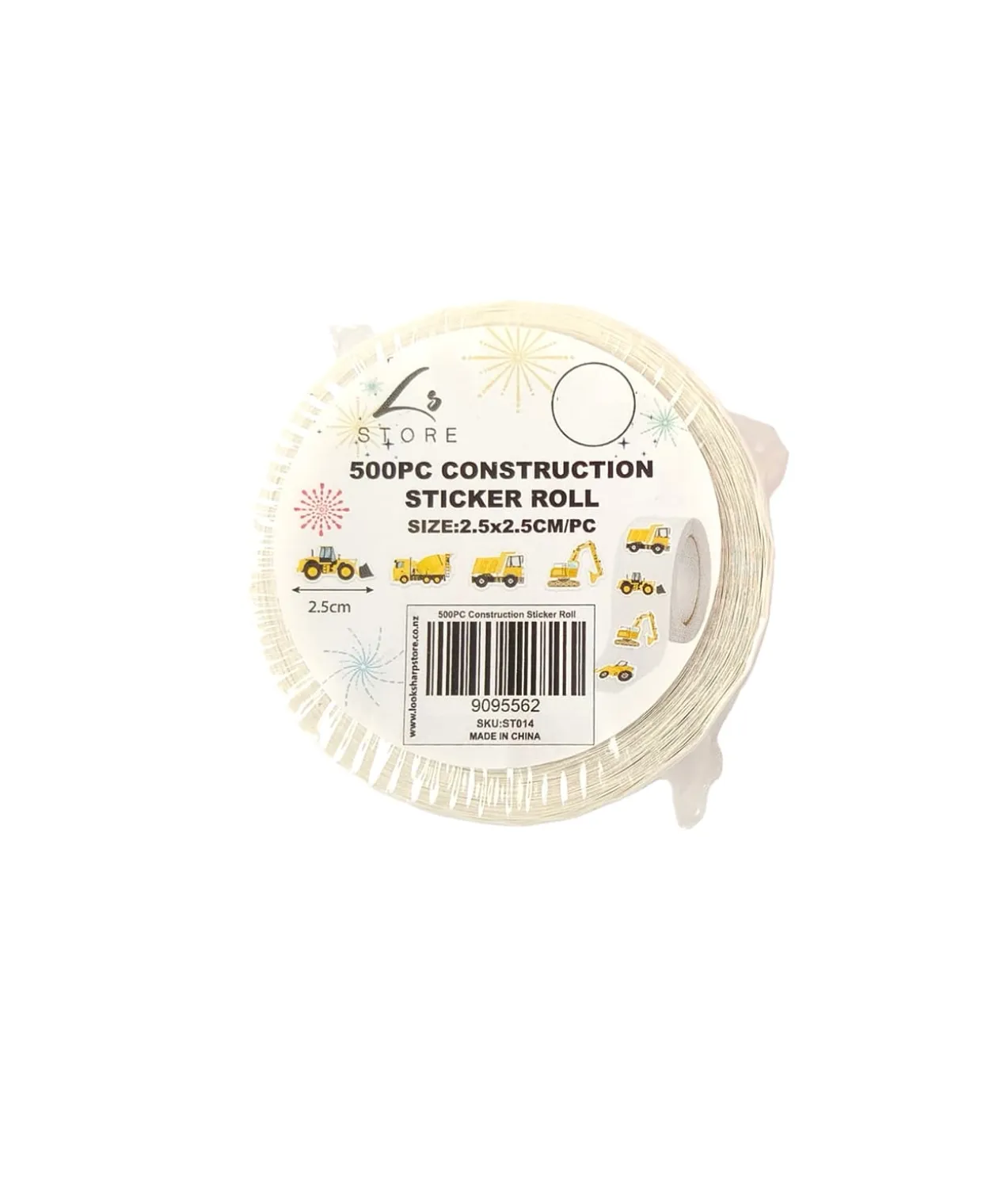 Construction Sticker Roll 2.5×2.5cm 500pc