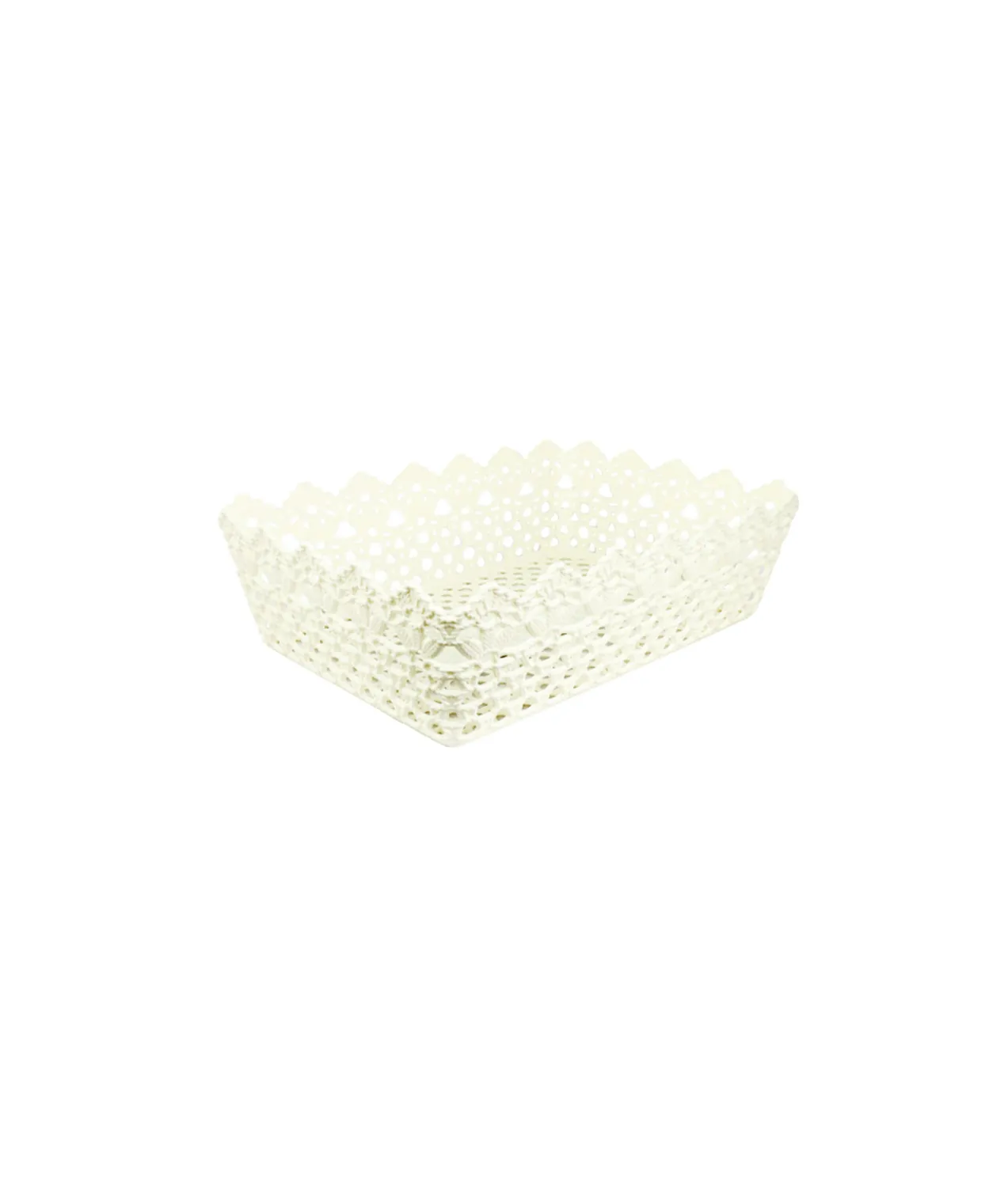 Cream Plastic Storage Bin 35×24.5×10.2cm