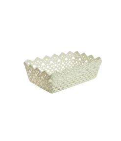 Cream Plastic Storage Bin 29.8×19.8×9.6cm