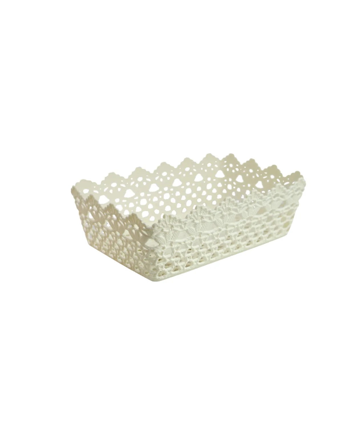 Cream Plastic Storage Bin 29.8×19.8×9.6cm