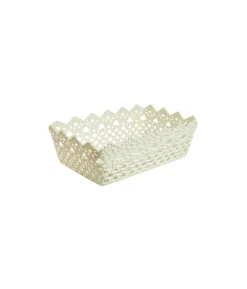 Cream Plastic Storage Bin 24.5×15.2×9.2cm
