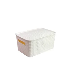 Cream Plastic Storage Bin 28x19x13cm