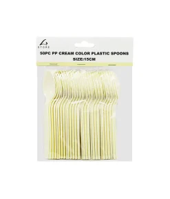 Cream PP Reusable Spoons 50pc 15cm