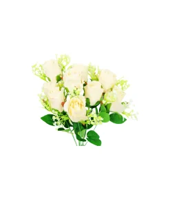 Cream Rose Bush 9 Heads 38cm