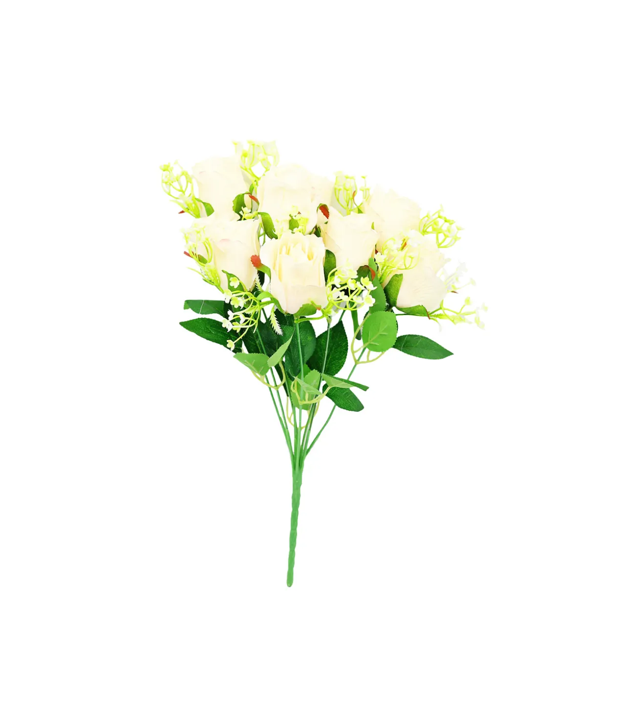 Cream Rose Bush 9 Heads 38cm