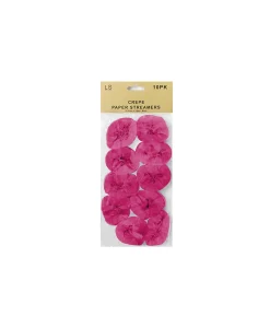 Crepe Paper Streamers Hot Pink 10pk