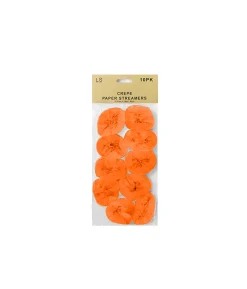 Crepe Paper Streamers Orange 10pk