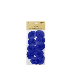 Crepe Paper Streamers Royal Blue 10pk