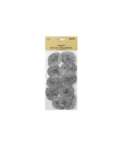 Crepe Paper Streamers Silver 10pk