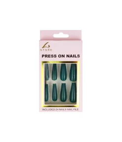 Dark Green Press On Nails 24pc