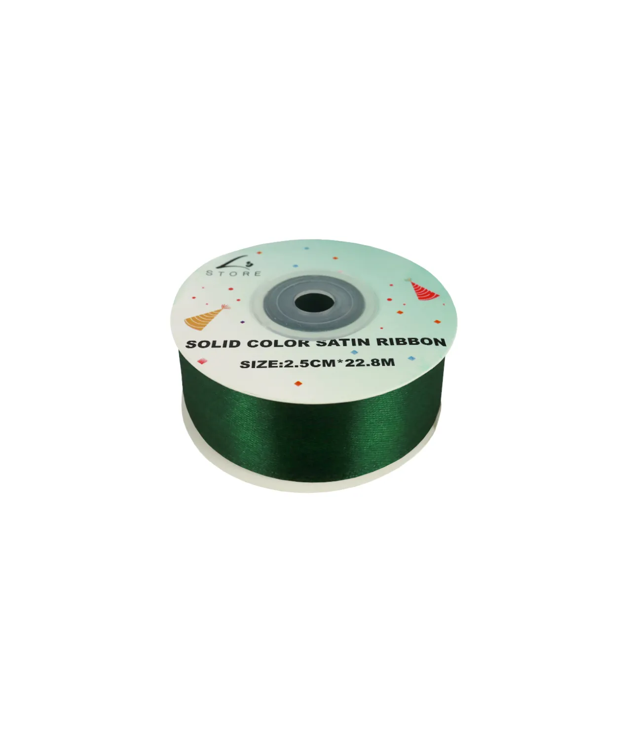 Dark Green Solid Colour Satin Ribbon 2.5cm
