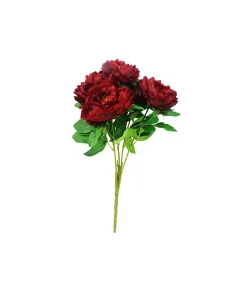 Dark Red Big Peony 5 Head 48cm