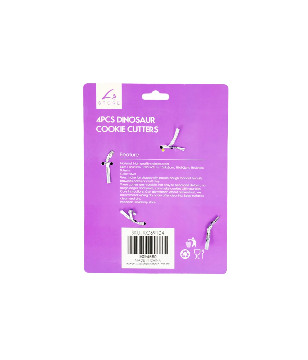 Dinosaur Cookie Cutters 4pcs
