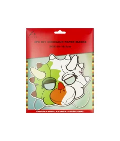 Dinosaur DIY Paper Masks 18cm 4pc