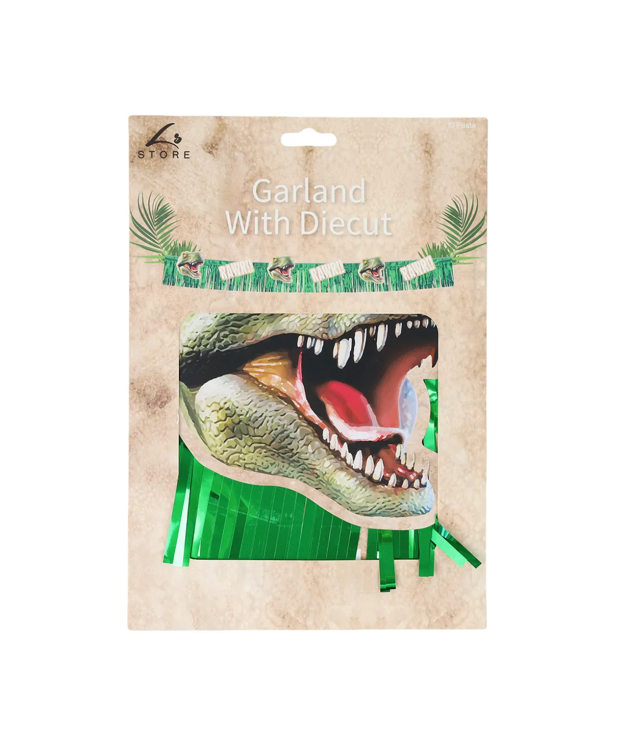 Dinosaur Green Foil Tassel Garland