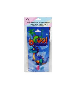 Dinosaur Plastic Treat Bags With Twist Ties 24pk