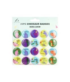 Dinosaur Theme Badges 3.8cm 20pk