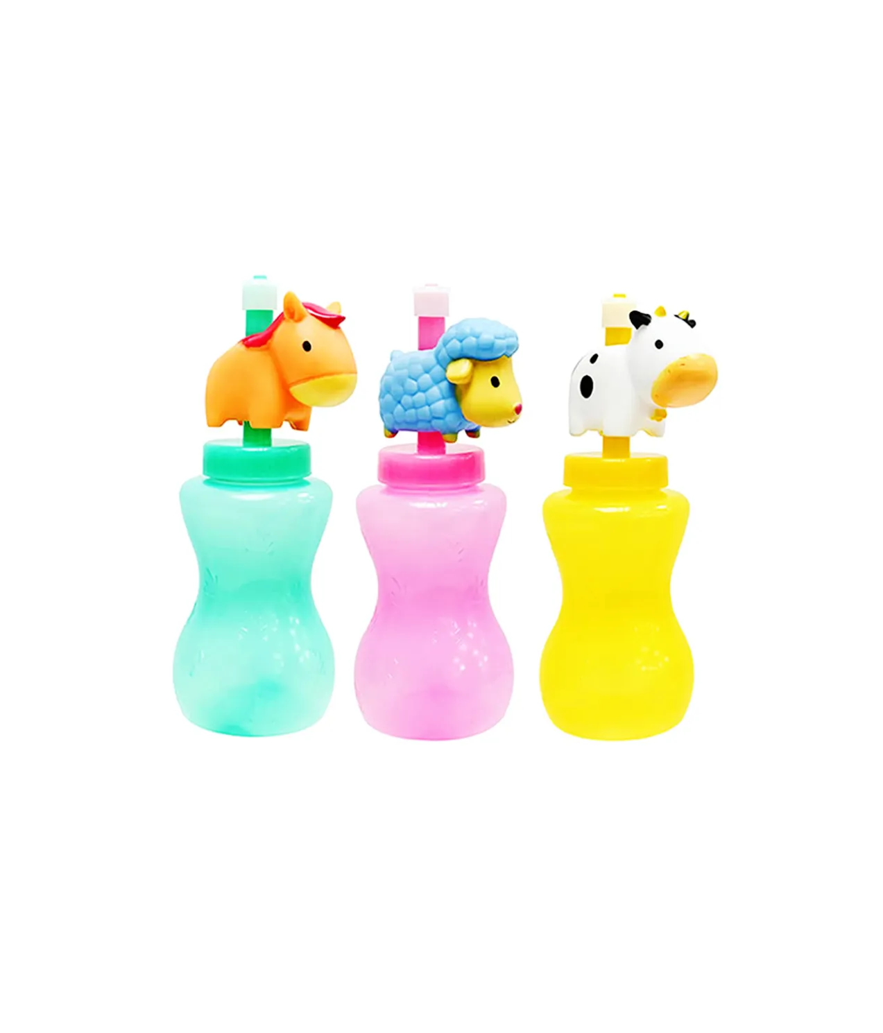 Drink Bottle with Animal Straw Assorted 400ml