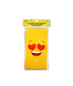 Emoji Paper Treat Paper Bags With Stickers 10pc