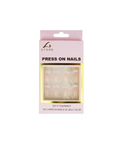 Flesh Pink French Tip Press On Nails 24pc
