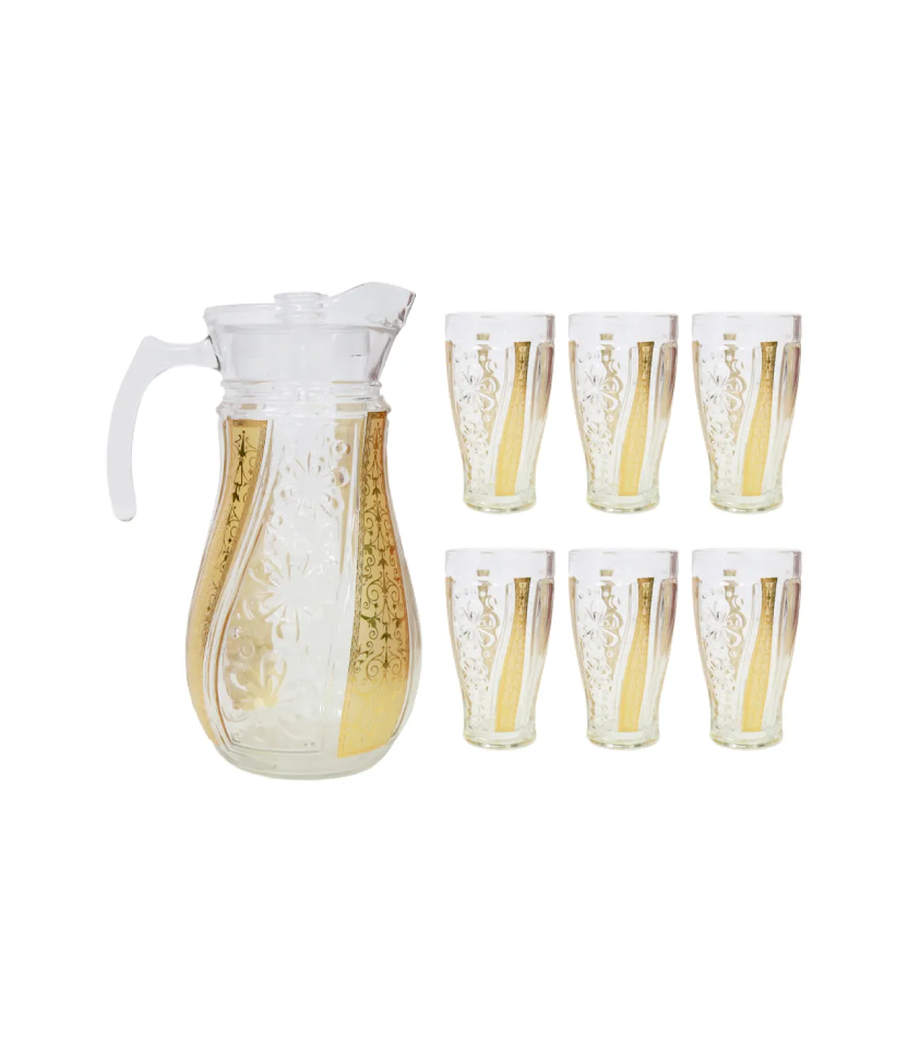 Floral Glass Jug and Drinking Glasses Set 1500ml