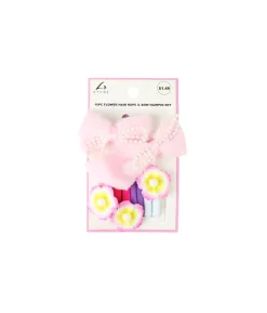 Flower Hair Rope & Bow Hairpin Set 10pc