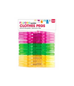 Fluro Clothes Pegs Large 24pk