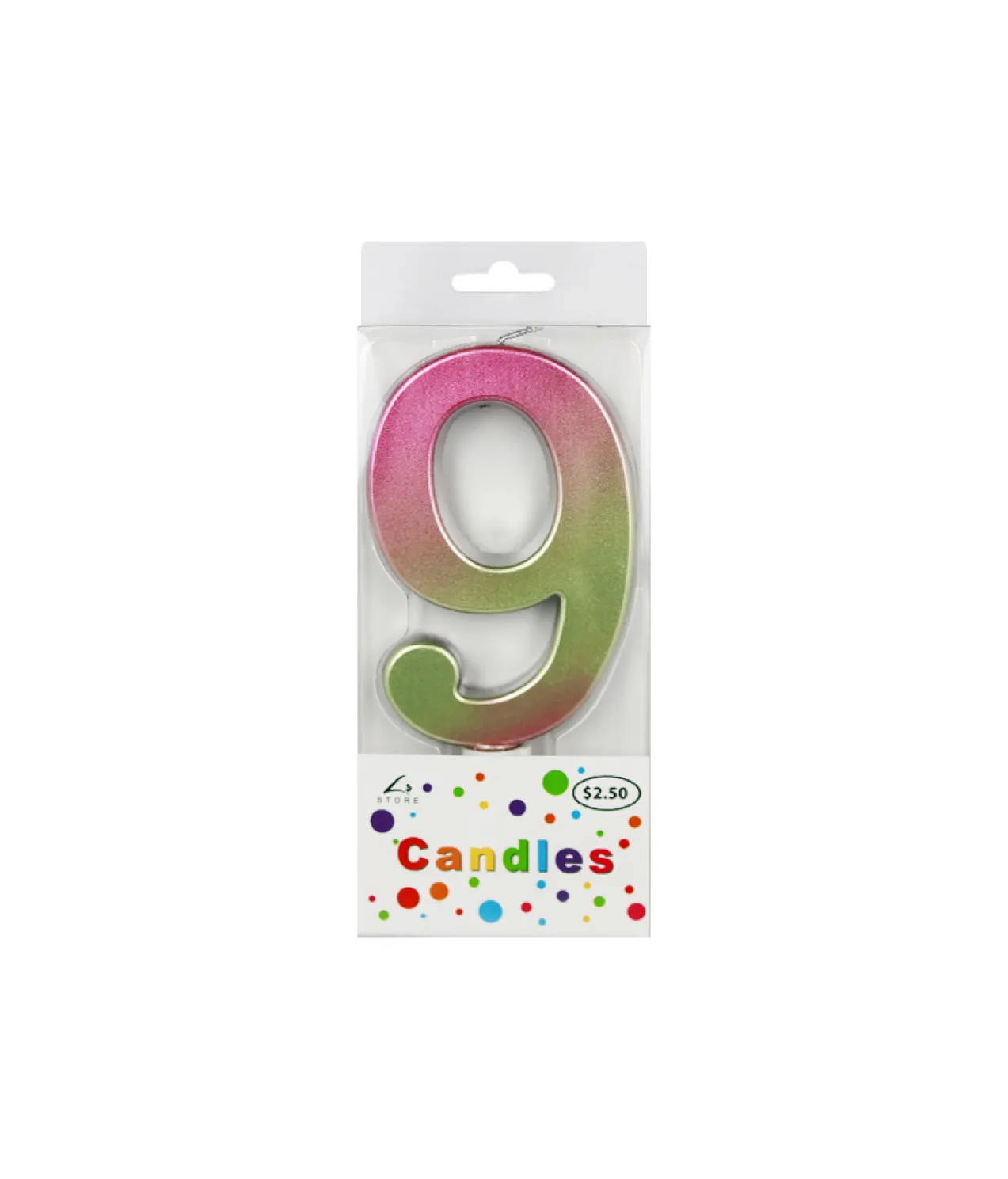 Giant Iridescent Number Candle 9
