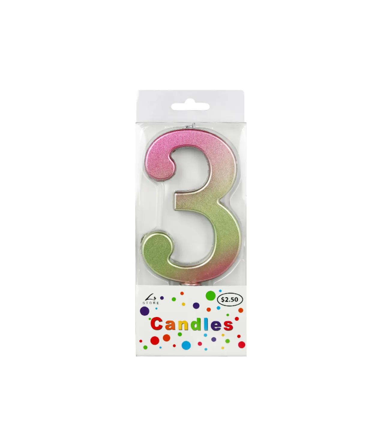 Giant Iridescent Number Candle 3