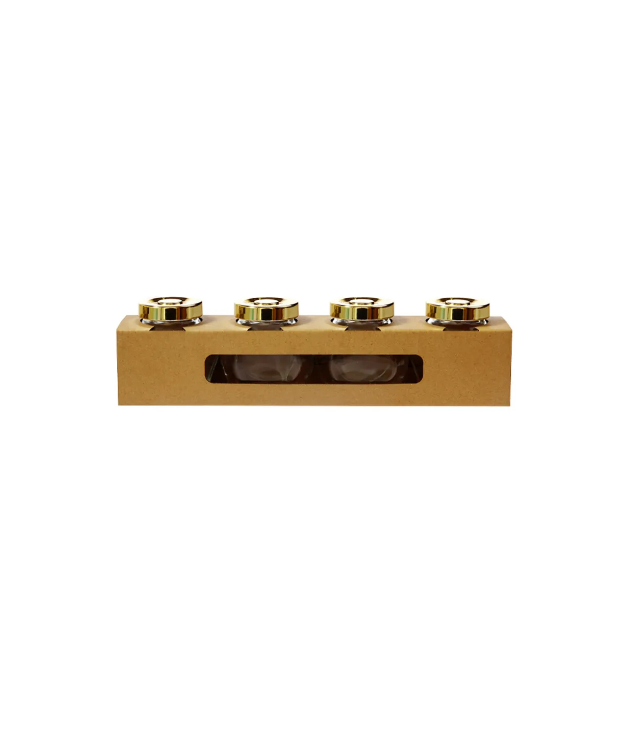 Glass Bottle With Gold Lid 4pk