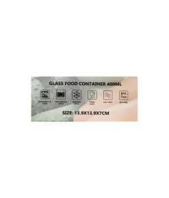 Glass Storage Container With Plastic Snap Lid 400ml 139x139x70mm