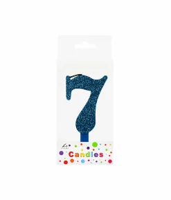 Glitter Blue Number Candle 7
