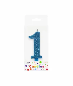 Glitter Blue Number Candle 1