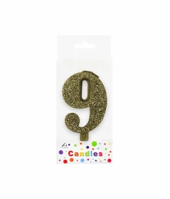 Glitter Gold Number Candle 9