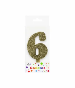 Glitter Gold Number Candle 6