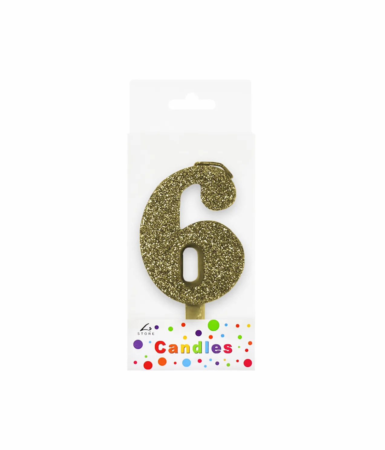 Glitter Gold Number Candle 6